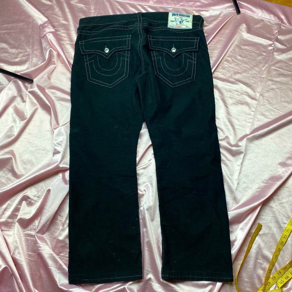 True Religion Black Corduroy Straight Leg Jeans size 38